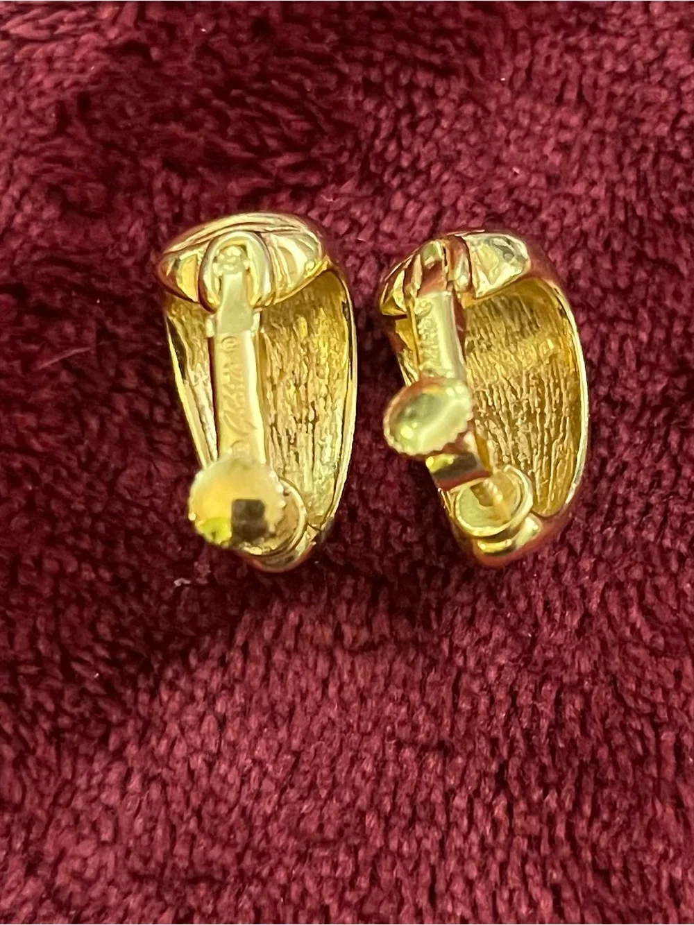 Gold-Tone Clip-On Hoop Earrings with White Enamel
